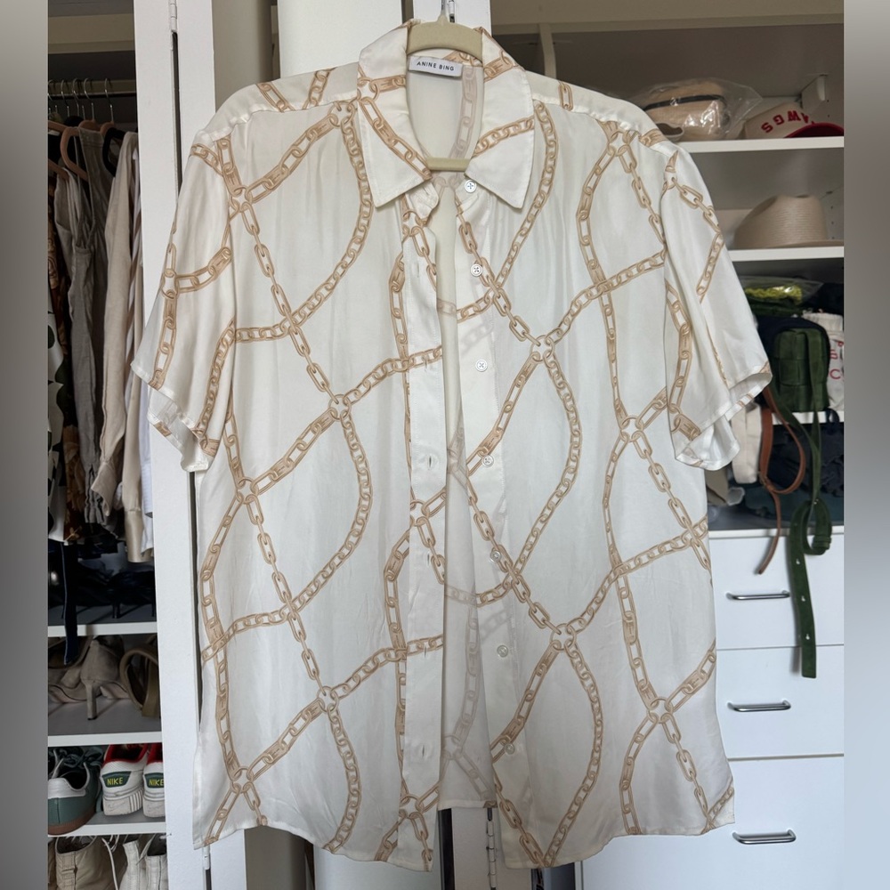Anine Bing Chain Silk Buttondown